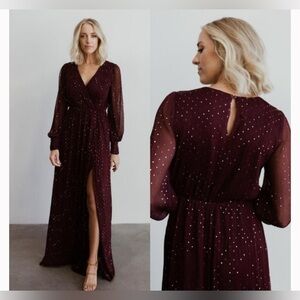 Baltic Born Abigail Sparkle Dress Mulberry Burgundy Size Small Long Formal